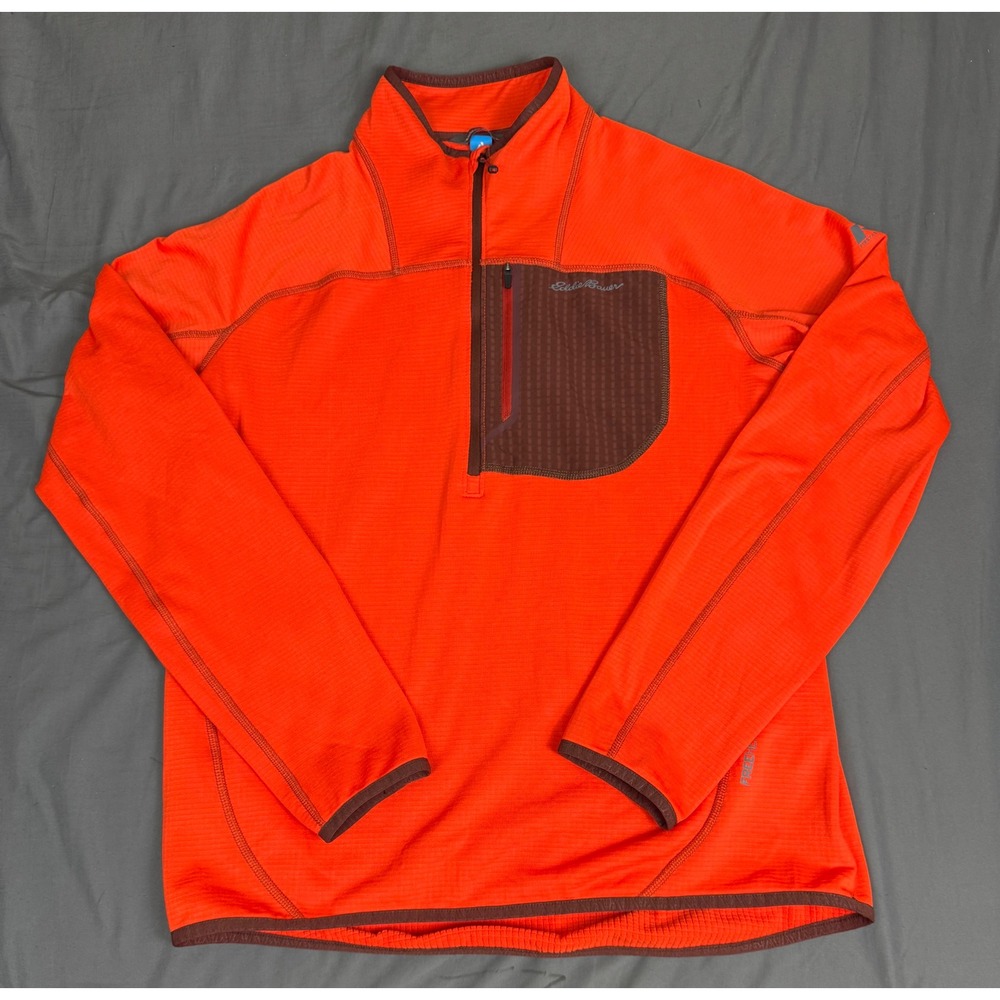 Eddie Bauer First Ascent Grid Fleece 1/4 Zip Pullover Orange Mens M 13050548